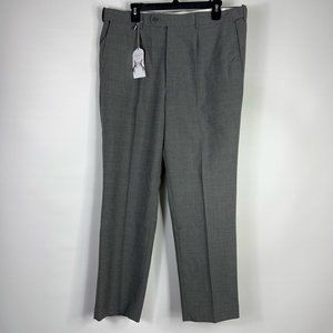 Peter Christian Mens Dress Pants Gray Heather Stretch Pleated Pocket 38 x 29 New